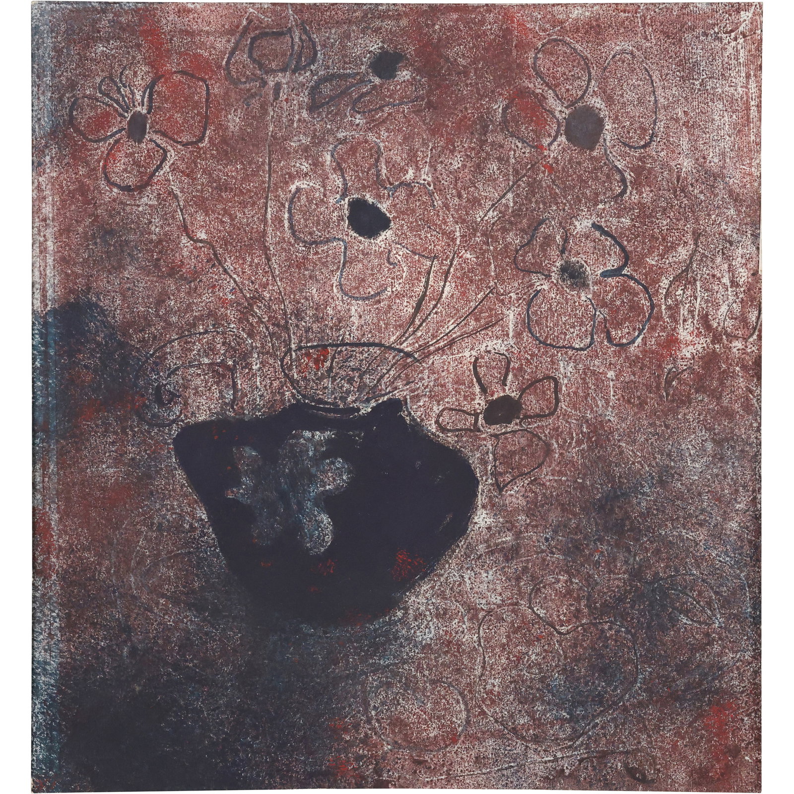 Donald Purdy, Listed CT Artist, Abstract Modernism Still Life Lithograph Flowers in Pot: Donald Purdy, Listed CT Artist, Abstract Modernism Still Life Lithograph Flowers in Pot. size: 13 x 12 , outside of mat: 28 x 22 mp cs p2 ; ASKart: Donald Roy Purdy (Born 1924) is active/lives in Conn