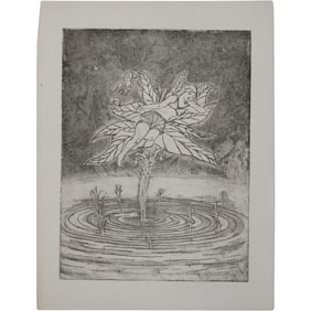Unigned Lithograph from Estate of Peter Passuntino [b. 1936 Illinois / France] Fairy in a Flower