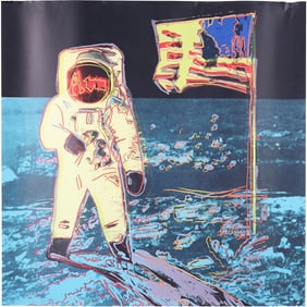 Andy Warhol, Print, Iconic MTV "Man On Moon" , Signed in Plate, 38 in. x 38 in.