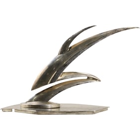 Vintage Chromed Metal Sculpture? Hood Ornament? 6.5 in. height x 9 in. wide