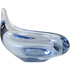 Vintage Holmegaard Signed Per Lütken Mid Century Aqua Light Blue Glass Ashtray