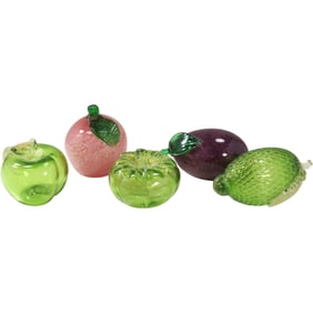 5 Assorted Hand Blown Art Glass Assorted FRUIT