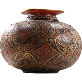 Large Amber Tone Acrylic Jeweled Candle Holder Vase 13.25 in. height x 16 in. wide
