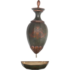Italian Toleware Wall Mount Water Container with Wall Mount Catch Pan 30 in. x 11 in.