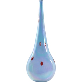 Signed Cliff Goodman Tall Blue Studio Art Glass Vase 16.5 inches height x 6 in. wide