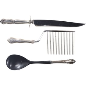 3 Assorted Sterling Handled Utensils: Knife , Serving Spoon , Cake Breaker