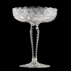 American Brilliant Cut Glass Stemmed Compote / Candy Dish 9 in. height x 7 in. wide