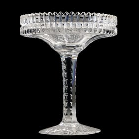 American Brilliant Cut Glass Stemmed Compote / Candy Dish 7.5 in. height x 6 in. wide