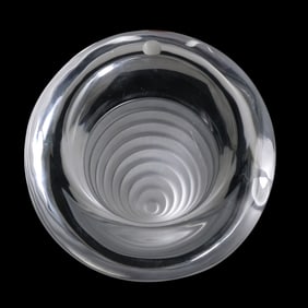 Signed Daum France Frosted Clear Crystal Ashtray 7 inches diameter