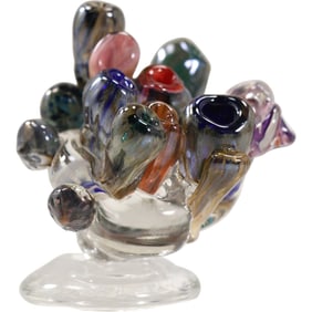 Signed RIED, Art Glass Flower Pipe Vase Grouping Sculpture, Multi Colors, 4.5 in. x 4 in.