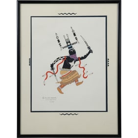 Allan Houser, Lithograph, "The Apache Mountain Spirit Dance" Numbered 51/528