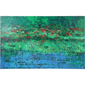 Mary Cromarty, American, Large Oil on Board Painting Impressionist Wild Flowers 30 in. x 48 in.