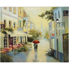 Cafe de Ville Giclee Art on Canvas by Marilyn Simandle, 19 in. x 23 in.