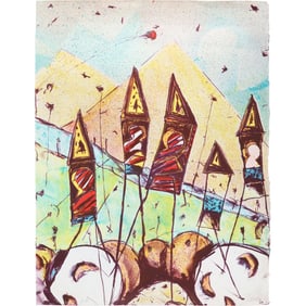 Surrealist Lithograph Artist Signed 1986, A/P, 29 in. x 21 in. , unframed
