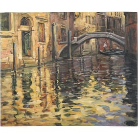 after Louis Aston Knight, Pont del Angelo, Venice, 20th C. Oil on Canvas Painting24 in. x 20 in.