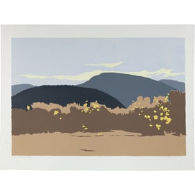 Robert Angeloch 1922-2011, Color Woodcut, Acorn Hill from Byrdcliffe [Woodstock NY], 1979