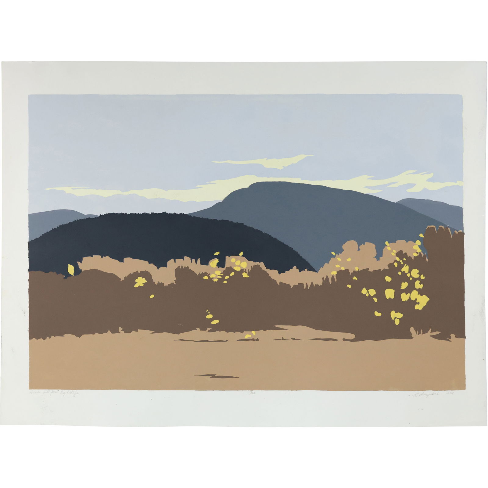 Robert Angeloch 1922-2011, Color Woodcut, Acorn Hill from Byrdcliffe [Woodstock NY], 1979 (1 of 14)