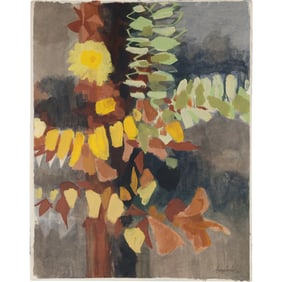 Robert Angeloch 1969, Watercolor Painting titled "Still Life Brown and Green", Inventory # 2223