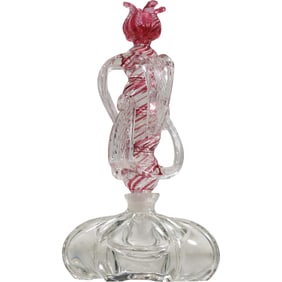 Gundersen-Pairpoint Perfume Bottle with Stopper circa 1954, Sculptured Flower Form, 9 in. height