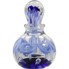 St Clair Perfume Bottle with Stopper, Internal Flowers 5 in. height x 3 in. wide