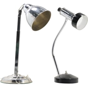 2 Retro Chrome Desk Lamps - Modern Design