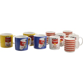 Andy Warhol Signature Block Art Campbells Soup Coffee Mugs Set of 10 Assorted