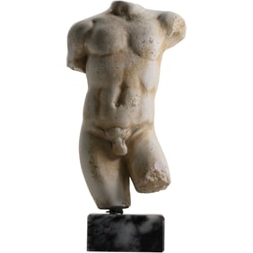 Male Torso Sculpture Mounted on a Base 9 in. height x 4 in. wide, hard com[position