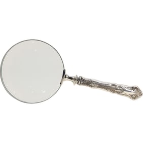 Fancy Silver Handled Magnifying Glass 11.25 inches length x 5 in. wide