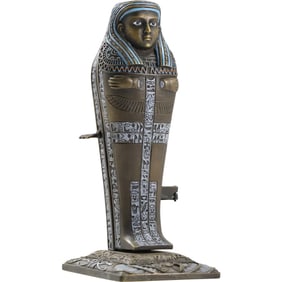 after Bergman, Vienna Bronze Egyptian Sarcophagus Opens Exposing Nude Woman 8.5 in. height