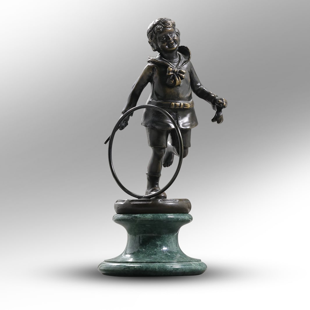 DIMITRI CHIPARUS (1886-1947), BRONZE STATUE OF BOY with RING, inscribed Chiparus (1 of 20)