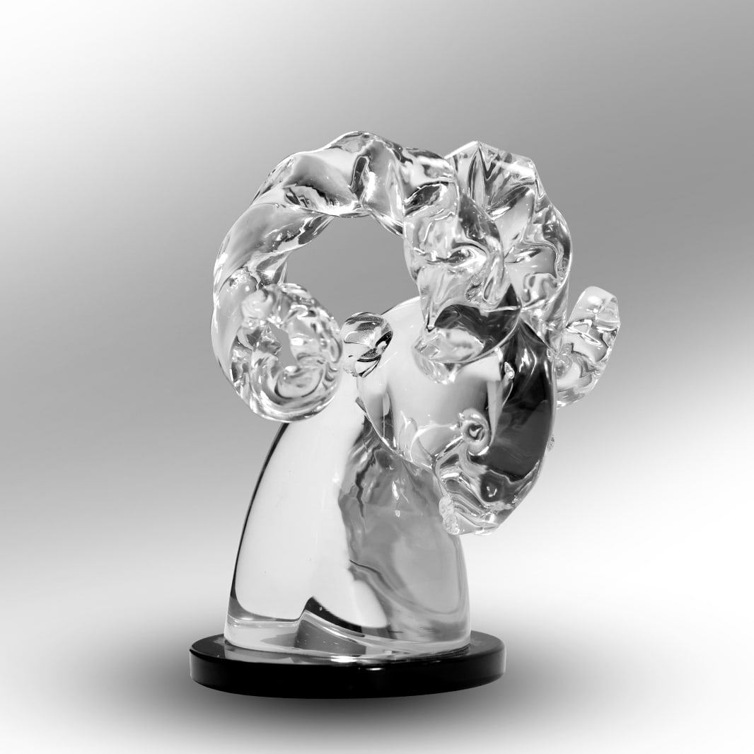 Cartier Murano Ram Head Figure Crystal Glass Sculpture with Original Label 6.5 in. x 5 in.: Cartier Murano Ram Head Figure Crystal Glass Sculpture with Original Label 6.5 in. x 5 in. size: 6.5 h x 5w