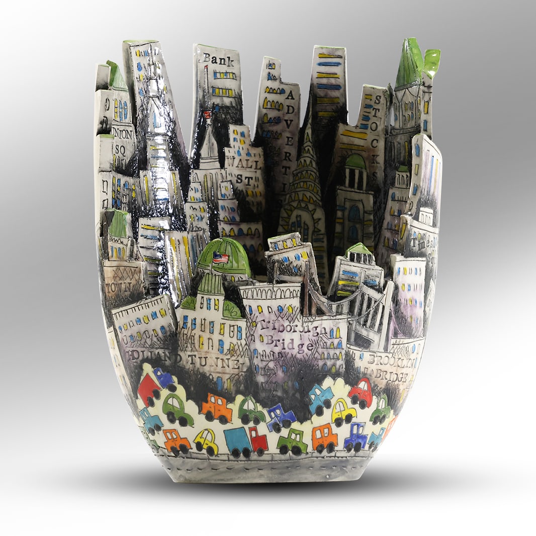 DaNisha Porcelain New York City Figural Sulpture Vase Signed on Base 11 in. height x 8.25 in. wide (1 of 20)