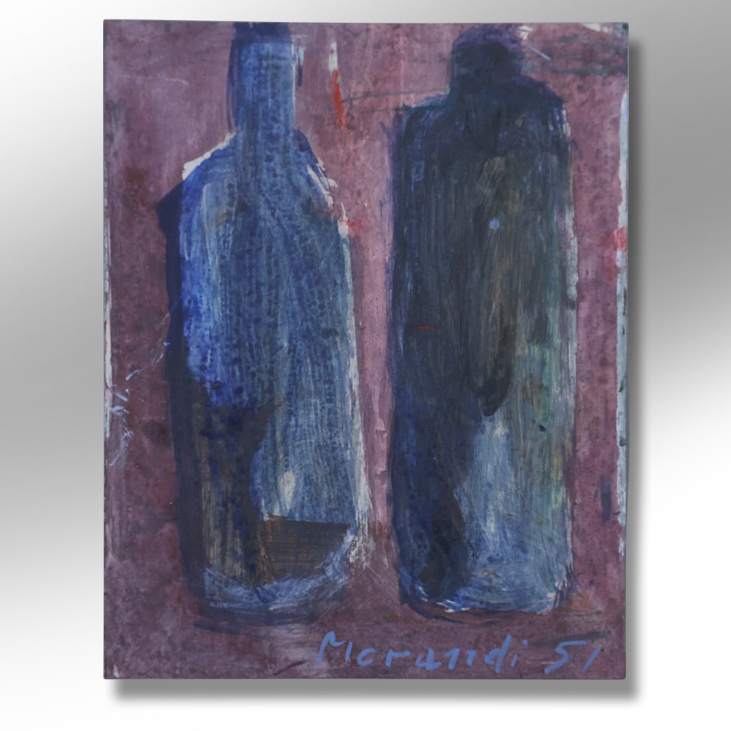 Giorgio Morandi (1890 - 1964), Oil on Paper Painting Still Life of Bottles Signed & Dated 1951 (1 of 15)