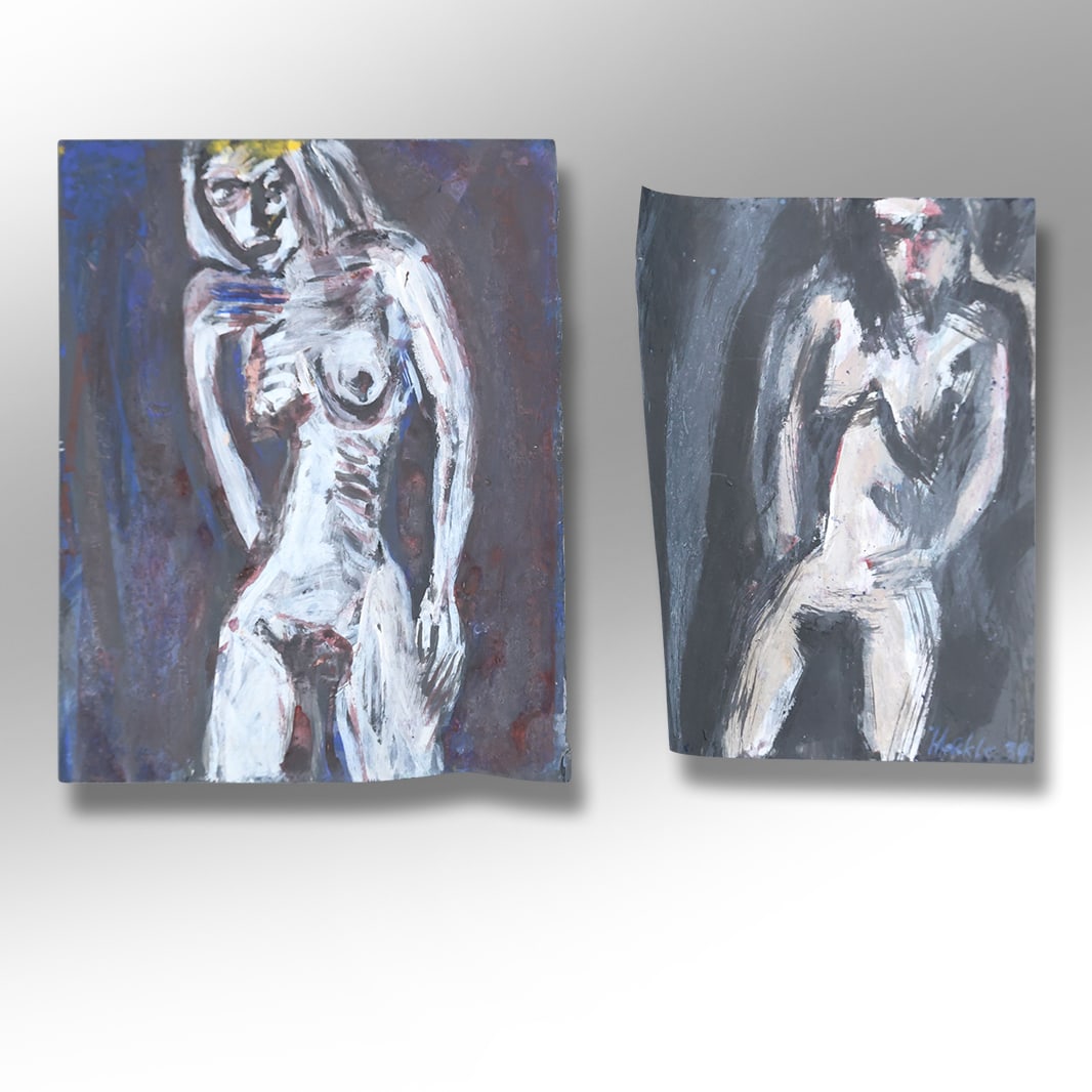 Erich Heckel (1883 - 1970 Germany, [2] Oil on Paper Paintings Abstract Nudes 1 Signed Dated 1939 (1 of 17)
