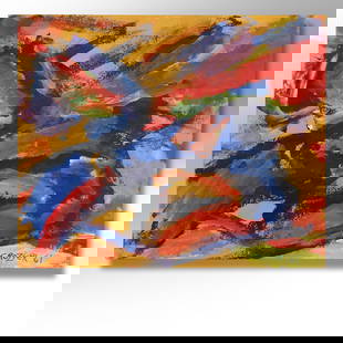 William Crozier 1961, Abstract Oil Painting on Paper, Colorful, Signed and Dated 17 in. x 14 in.: William Crozier 1961, Abstract Oil Painting on Paper, Colorful, Signed and Dated 17 in. x 14 in. size: 17 x 14 ; ASKart: William Crozier (1930 - 2011) was active/lived in United States, Ireland, Unite
