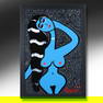 Thomas Pulgini, American, Pop-Art Abstract Oil on Board Painting Blue Woman Nude, Signed