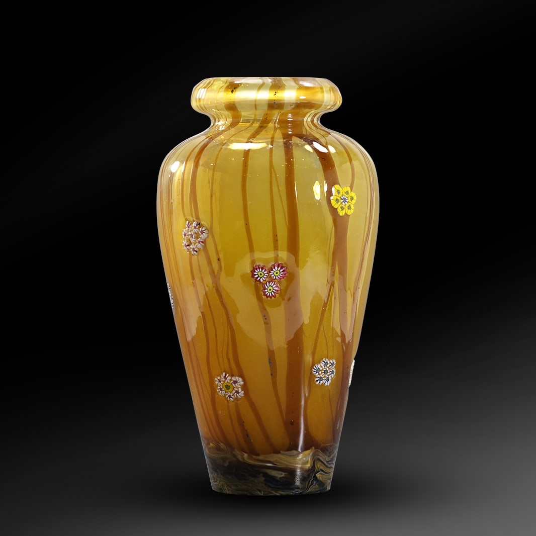 Louis Comfort Tiffany [L.C.T. , G-374] Signed Iridescent Millefiori Art Glass Vase 11 in. height (1 of 20)