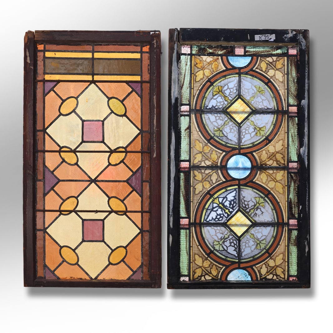 2 Antique Leaded Stain Glass Windows in Multi Colors, Nice Quality (1 of 20)