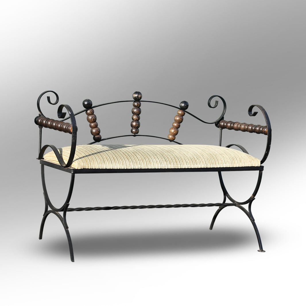 Stylish Vintage Iron Metal and Wood Spools Bench / Window Bench 26 in. x 39 in. x 19 in. (1 of 13)