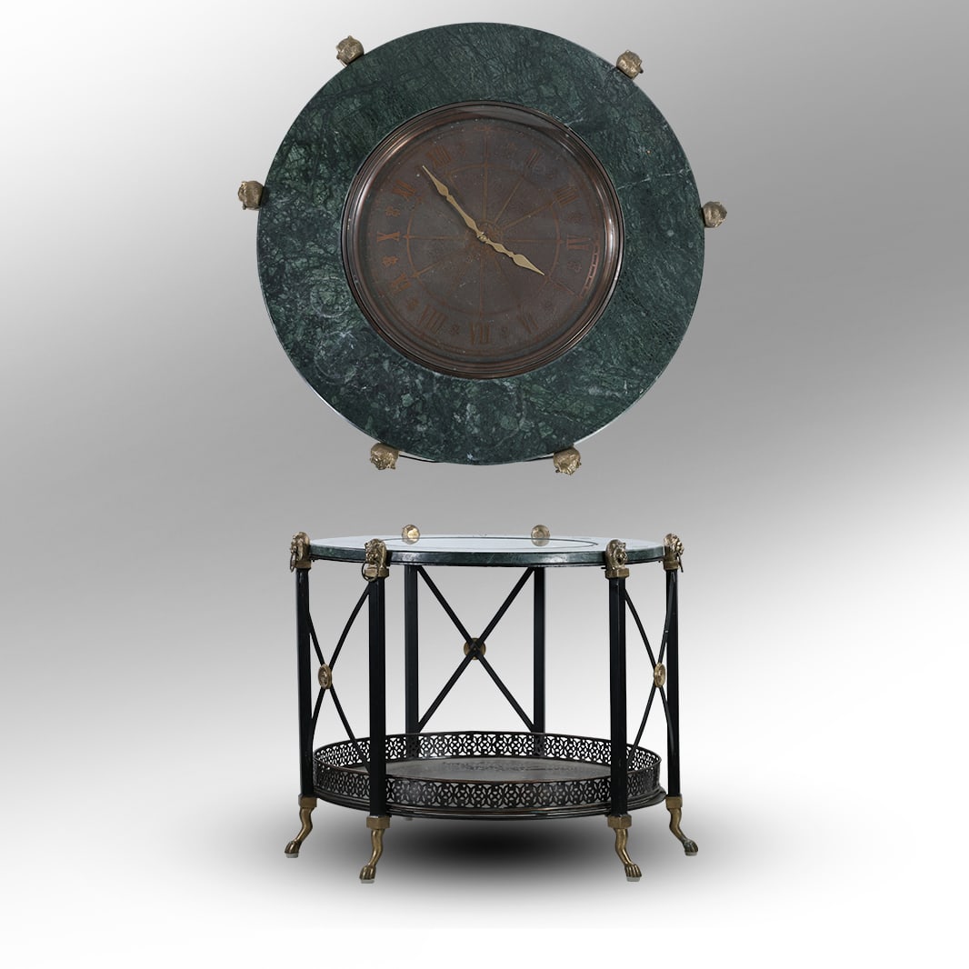 Unique Vintage Neoclassical Style Figural Marble "Clock Top" Round Side table (1 of 20)