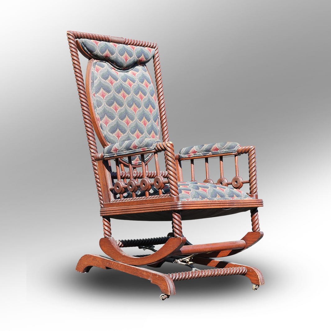 Antique American GEORGE HUNZINGER Walnut Platform Rocking Chair circa 1880 (1 of 18)