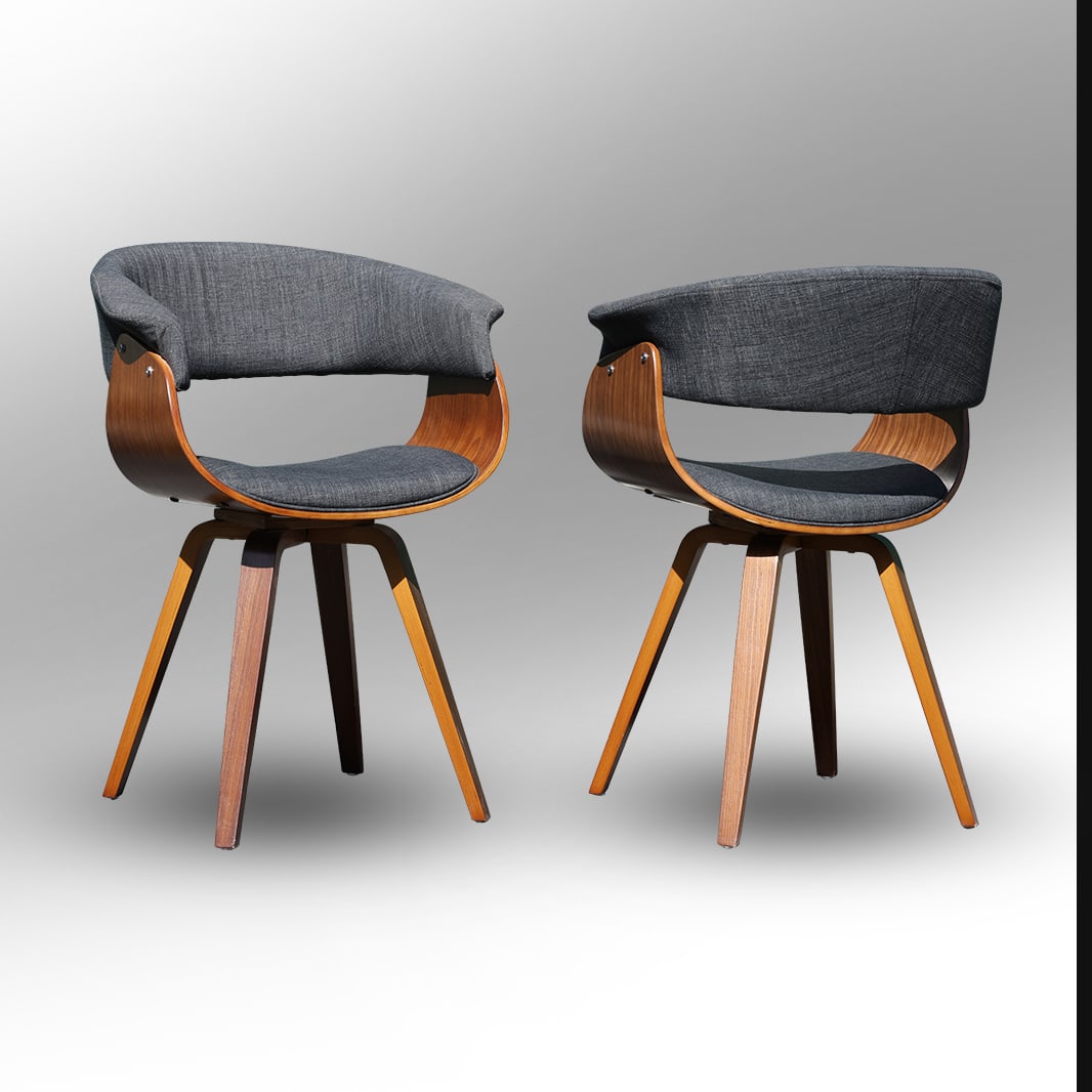 Pair Cadeira Rivatti Betina Grafite Stylish Modern Design Arm Chairs Bent Ply Sides (1 of 11)