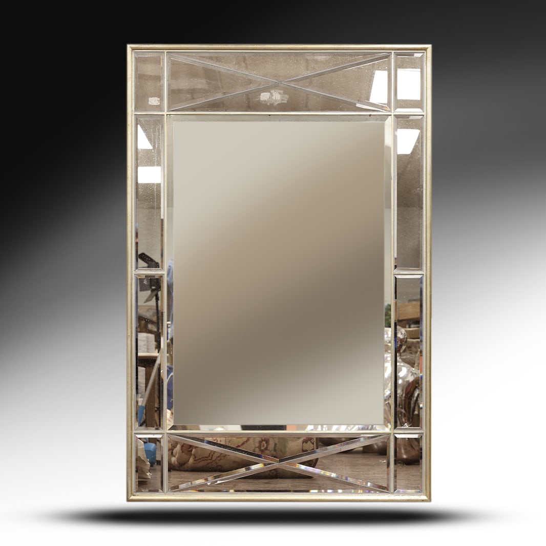 Large Mid-Century Modern Wall Mirror with Crosss Pattern Sides 41 in,ches x 60 inches (1 of 7)