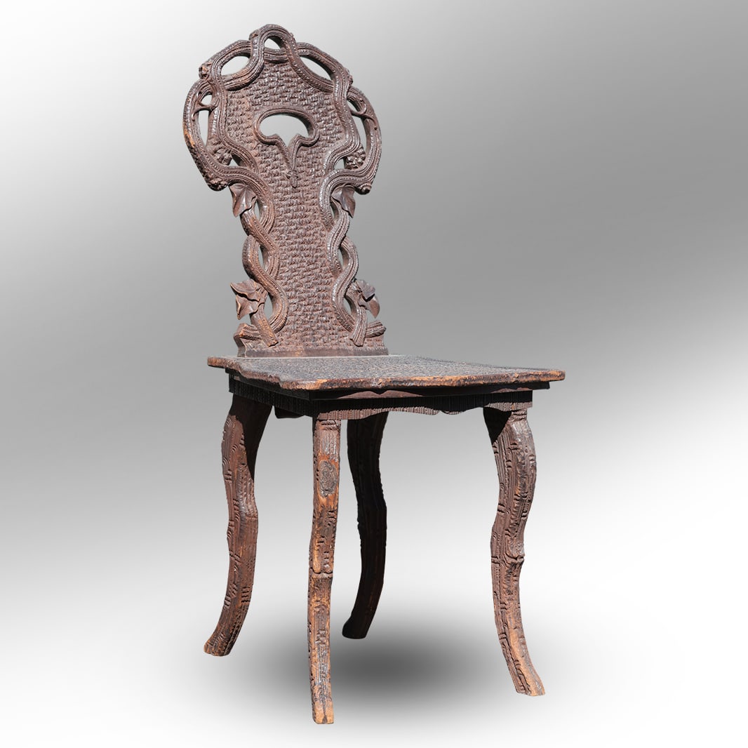 19th C. Black Walnut Side Parlor Chair with Hand Carved Leaf and Vine Design (1 of 16)