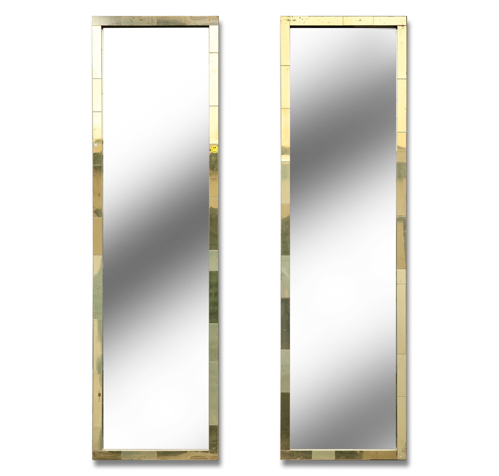 Pair Paul Evans Cityscape Brass Framed Full Length Mirrors marked " An Originals PAUL EVANS" (1 of 16)