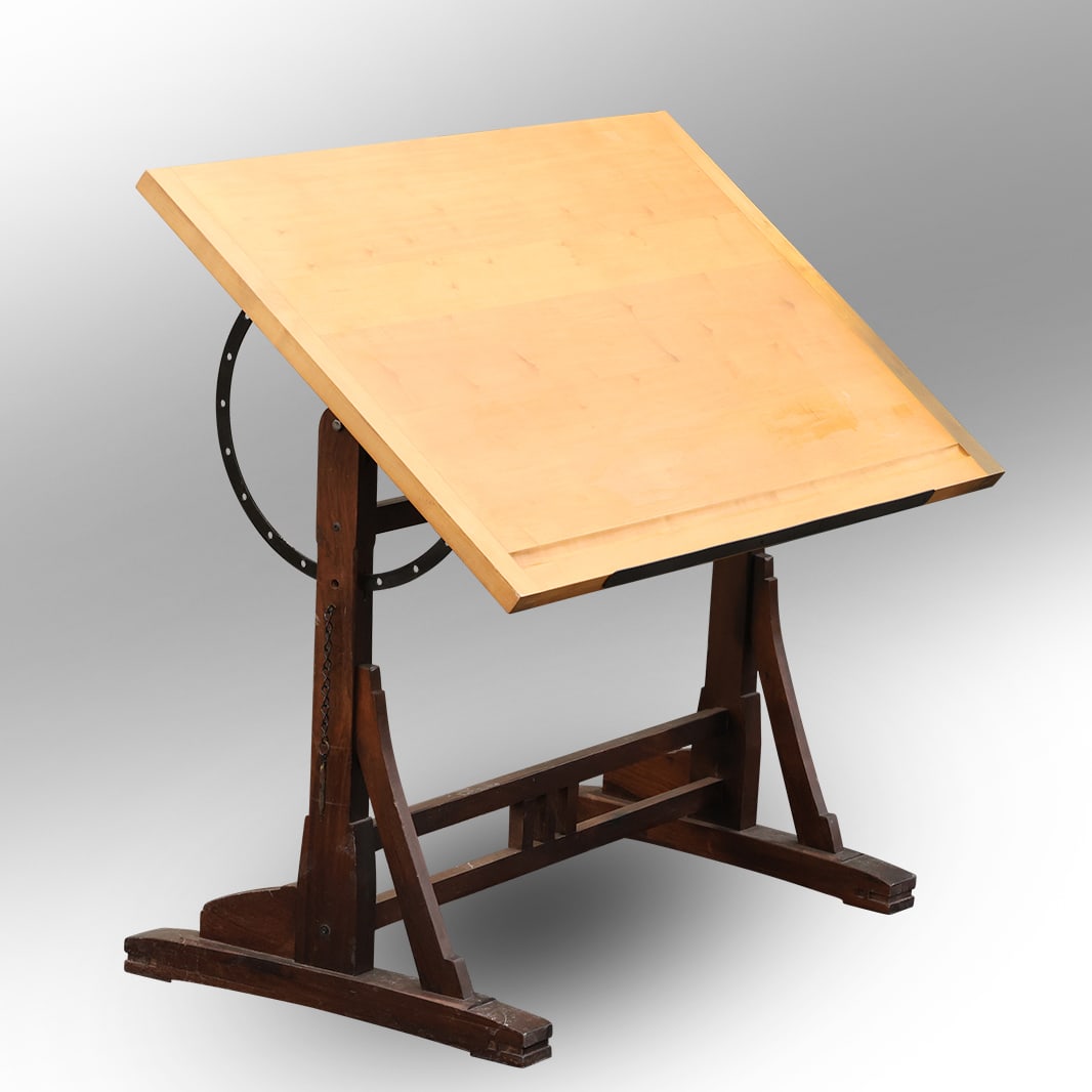Restoration Hardware 1920's style Drafting Table, Metal Base with Wood Top 34 in. x 52 in. (1 of 11)