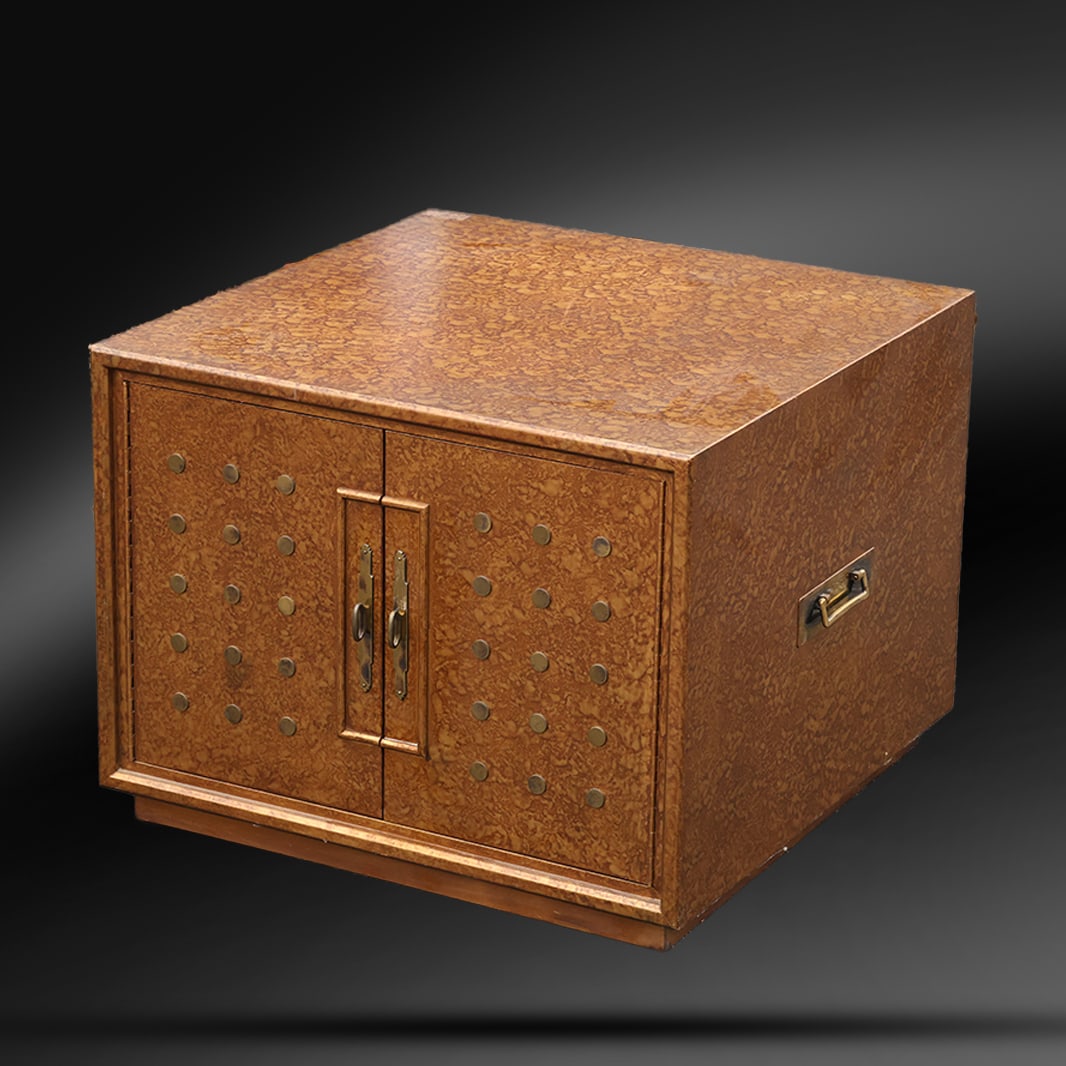 Quality Tortoise Shell Burlwood 2-Drawer Occasional Stand with Round Metal Studs Accents (1 of 13)