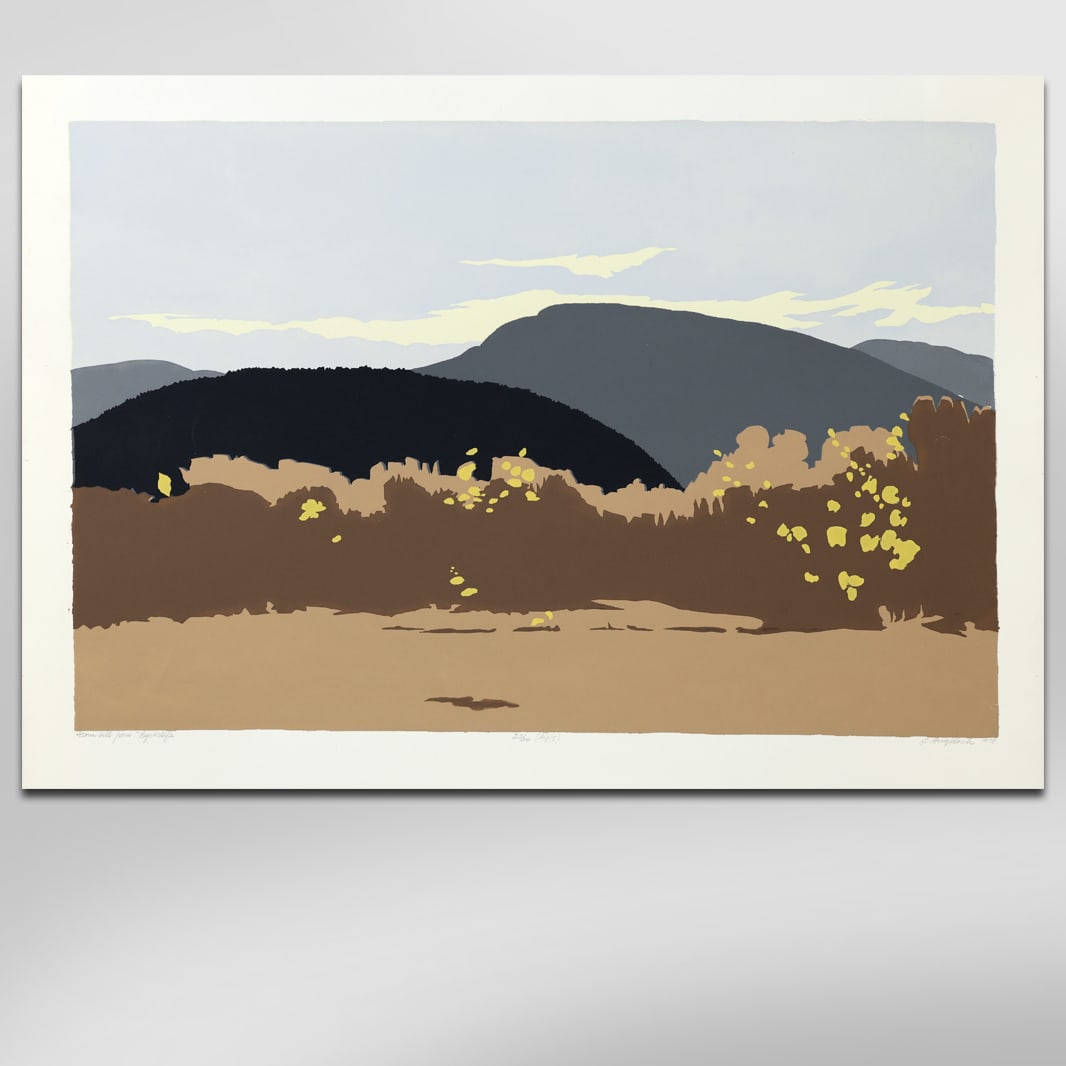 Robert Angeloch 1922-2011, Color Woodcut, Acorn Hill from Byrdcliffe [Woodstock NY], Rare 22/20 AP5 (1 of 16)