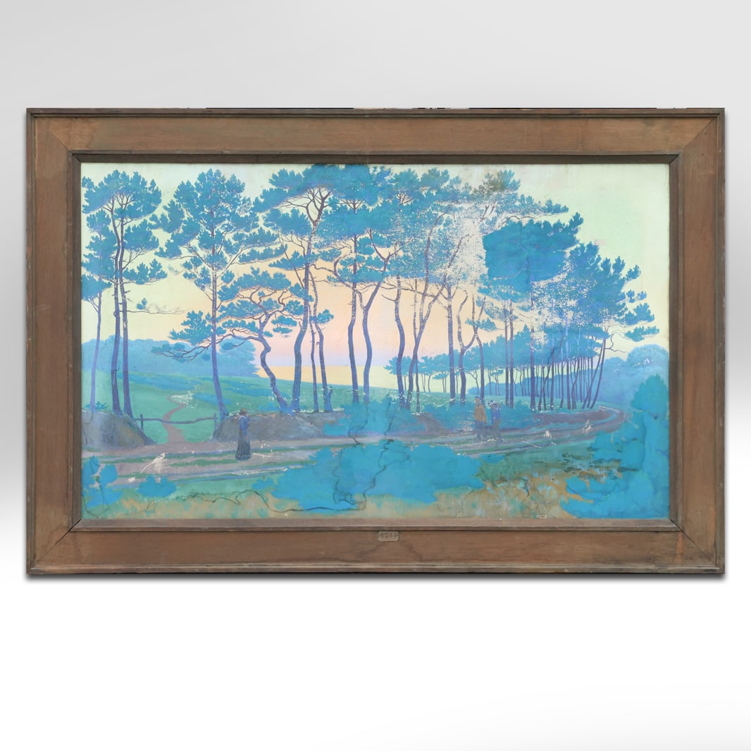 Andre Morisset (1876 - 1954) France; Large Oil on Canvas Painting Arts & Crafts Landscape (1 of 11)