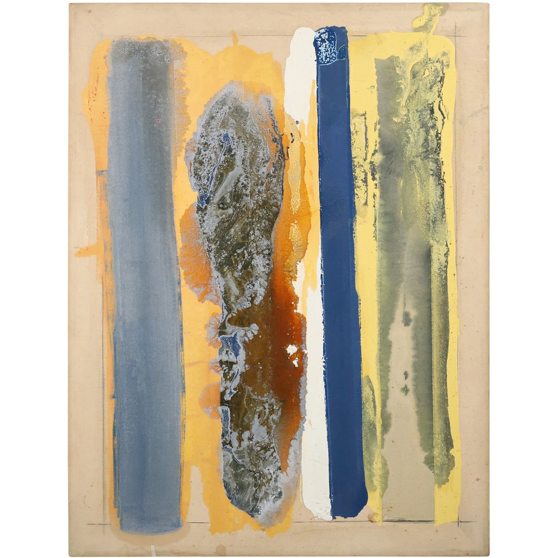 John F Diekman 1977, Abstract Lines Oil on Canvas Painting, Signed and Dated on Verso: John F Diekman 1977, Abstract Lines Oil on Canvas Painting. size: 40 x 30